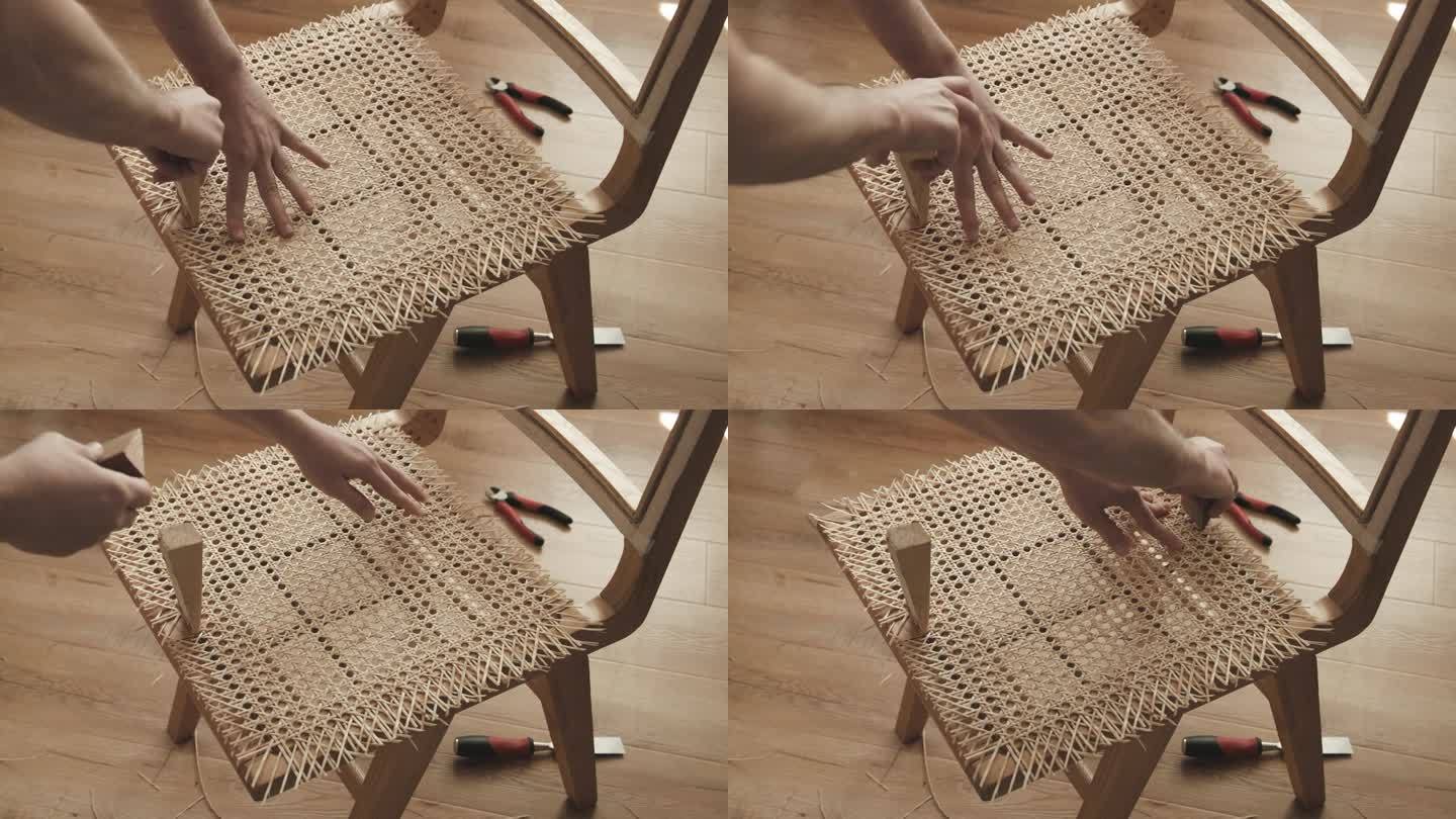 藤椅断裂修复:藤编家具破损,手工修补不影响美观(图1)